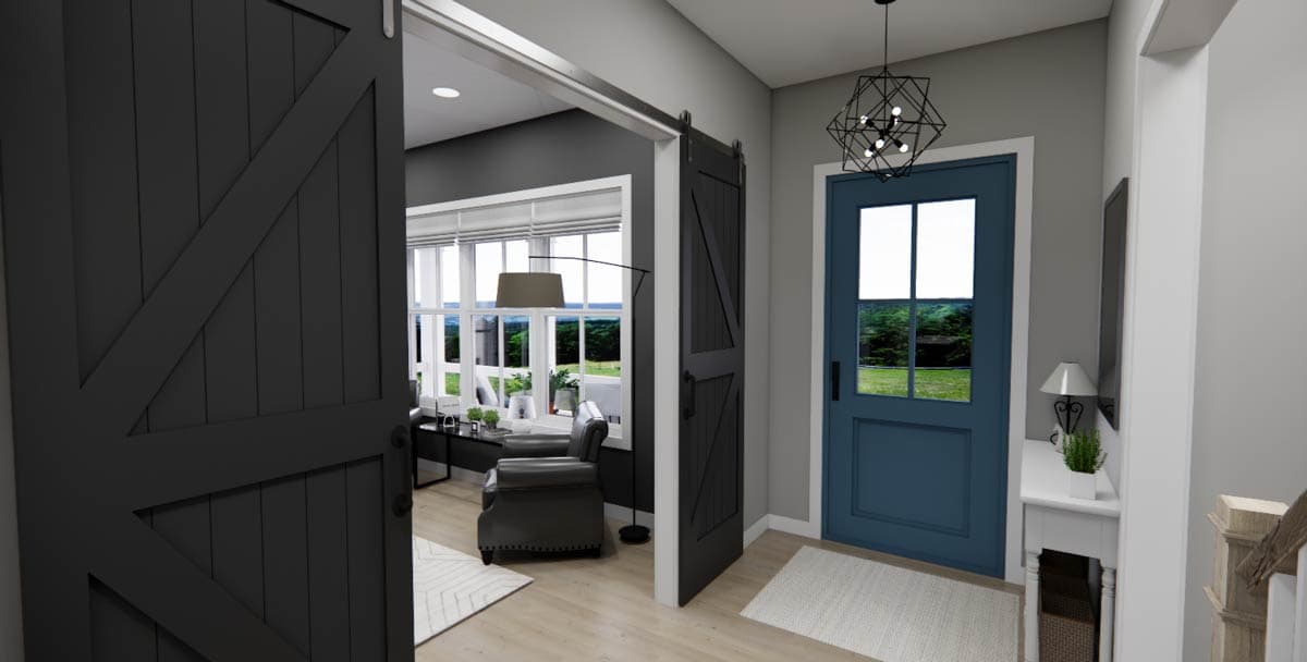 Plan 14808RK: 4 Bedroom Modern Farmhouse House Plan with L-Shaped Rear Porch and a Home Office - 2733 Sq Ft - Image #16 - Cottage, Country, Farmhouse, Modern Farmhouse