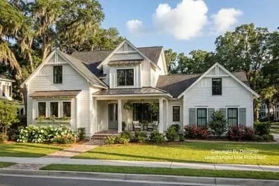 New American Farmhouse Plan with Home Office and Side-Load Garage - 2733 Sq Ft