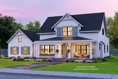 Modern Farmhouse House Plan with Home Office and Main Floor Master Suite - 2733 Sq Ft