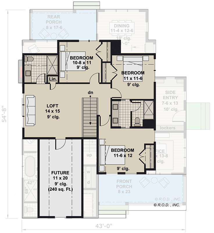 Plan 14811RK: Farmhouse-Style House Plan with Home Office and Bonus Expansion - 2759 Sq Ft - Floor Plan - 2nd Floor - Country, Farmhouse, Modern Farmhouse, Traditional