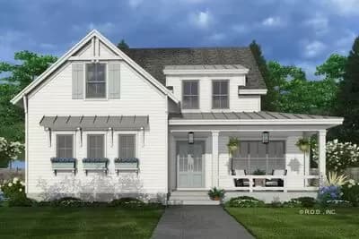Farmhouse-Style House Plan with Home Office and Bonus Expansion - 2759 Sq Ft