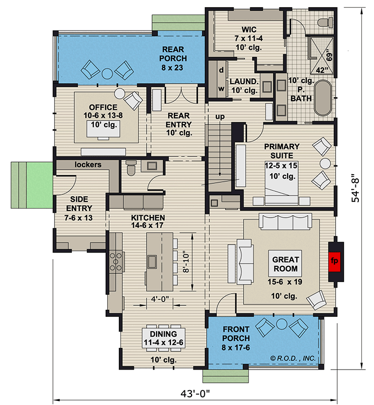 Plan 14812RK: 4-Bed Modern Farmhouse House Plan with Home Office - 2759 Sq Ft - Floor Plan - Main Level - Country, Farmhouse, Modern Farmhouse, Traditional