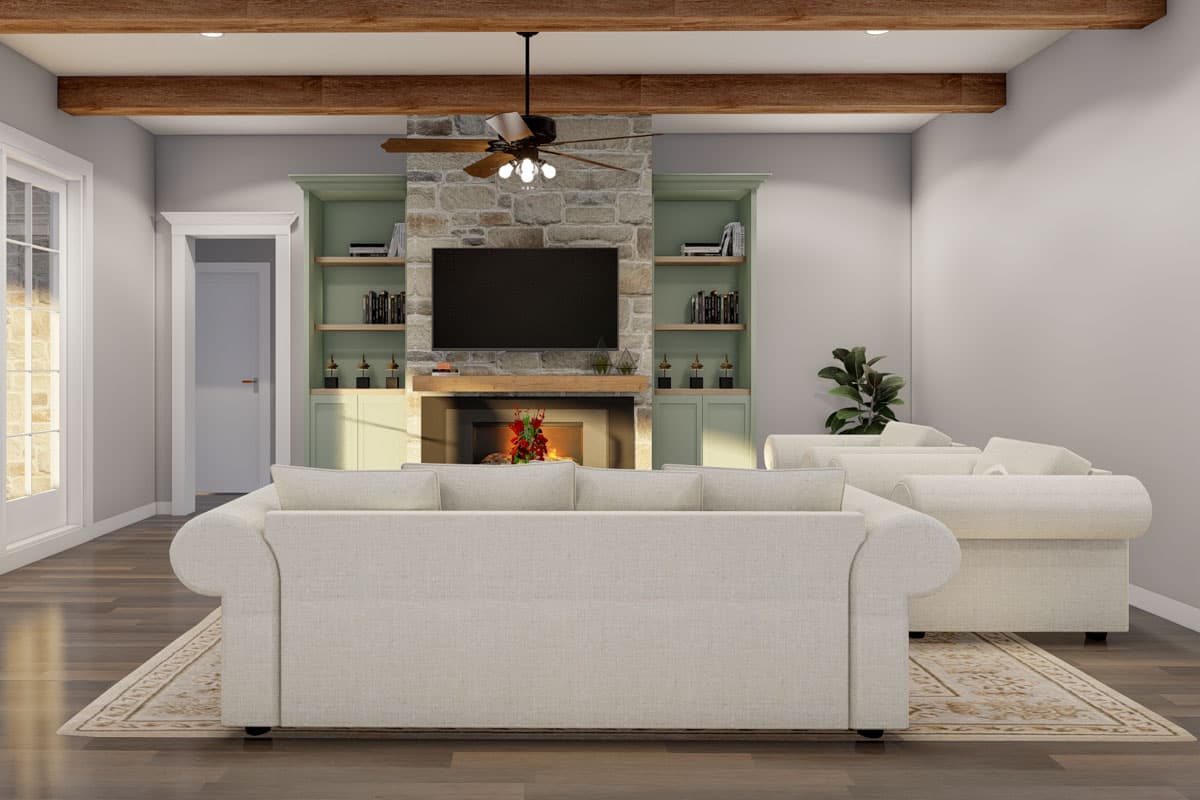 Plan 70895MK: 3-Bed New American House Plan with Outdoor Fireplace - 2755 Sq Ft - Image #10 - New American, Rustic, Traditional