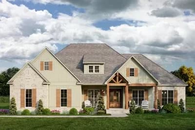 3-Bed New American House Plan with Outdoor Fireplace - 2755 Sq Ft