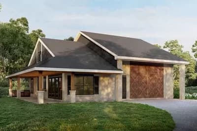 2-Bed Country Barndominium Carriage House Plan with RV Garage & Workshop - 1474 Sq Ft