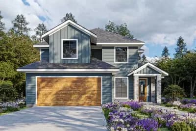 4-Bed New American House Plan with Workshop - 2220 Sq Ft