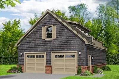 Traditional 4-Car Garage with Apartment Loft and Bed - 781 Sq Ft