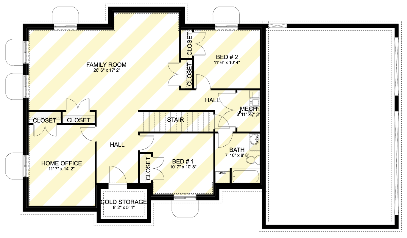 Plan 61532UT: 3-Bed Traditional House Plan with Optionally Finished Lower Level - 3224 Sq Ft - Floor Plan - Optionally Finished Lower Level - New American, Traditional