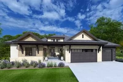 One-Story Modern Craftsman House Plan with Two Flex Rooms - 2532 Sq Ft