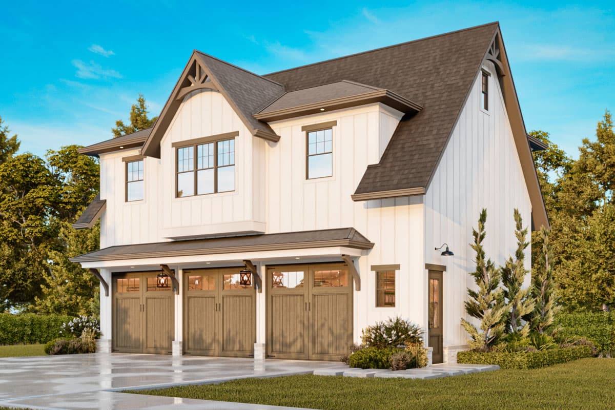 Plan 25832GE: 3-Car Carriage House Garage Plan with 1-Bed 965 Sq Ft Apartment ADU Above - 1119 Sq Ft Garage - Image #4 - Carriage, Colonial, Craftsman, New American, Traditional