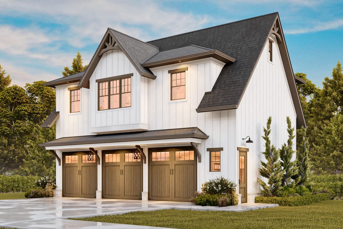 Plan 25832GE: 3-Car Carriage House Garage Plan with 1-Bed 965 Sq Ft Apartment ADU Above - 1119 Sq Ft Garage - Image #5 - Carriage, Colonial, Craftsman, New American, Traditional