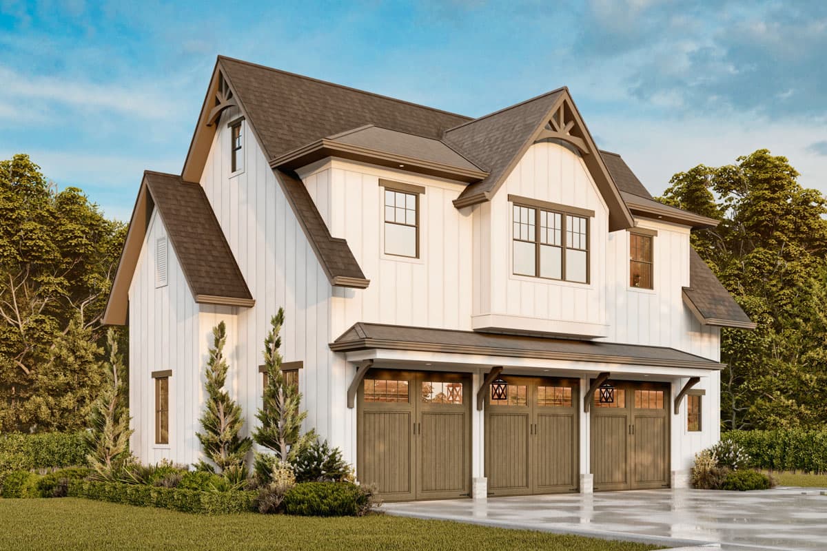 Plan 25832GE: 3-Car Carriage House Garage Plan with 1-Bed 965 Sq Ft Apartment ADU Above - 1119 Sq Ft Garage - Image #6 - Carriage, Colonial, Craftsman, New American, Traditional