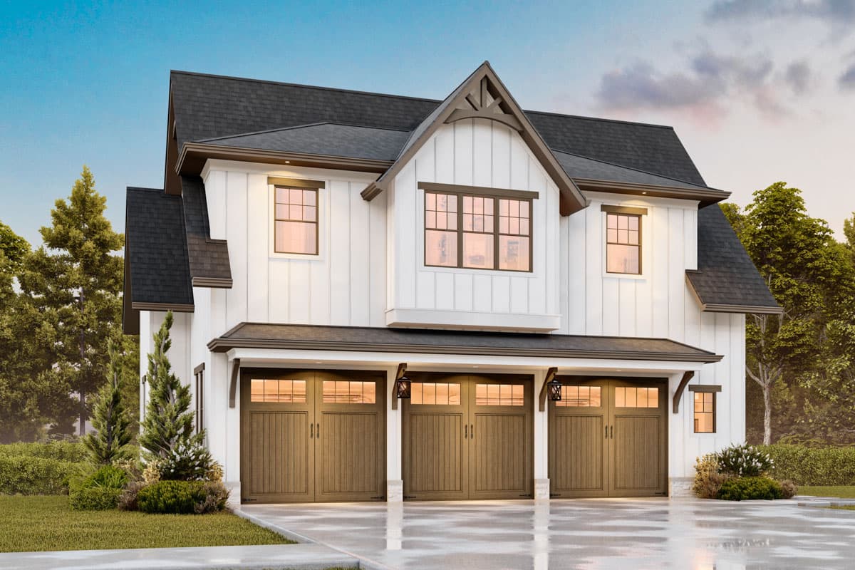 Plan 25832GE: 3-Car Carriage House Garage Plan with 1-Bed 965 Sq Ft Apartment ADU Above - 1119 Sq Ft Garage - Image #7 - Carriage, Colonial, Craftsman, New American, Traditional