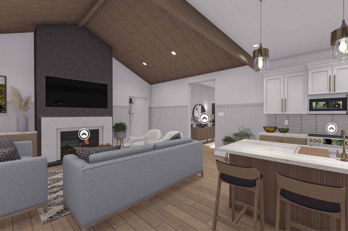 Plan 623429DJ: 3-Bed Modern Farmhouse Ranch House Plan with Vaulted Great Room - 1686 Sq Ft - Virtual Tour Cover Image - Country, Modern Farmhouse, New American, Ranch, Traditional