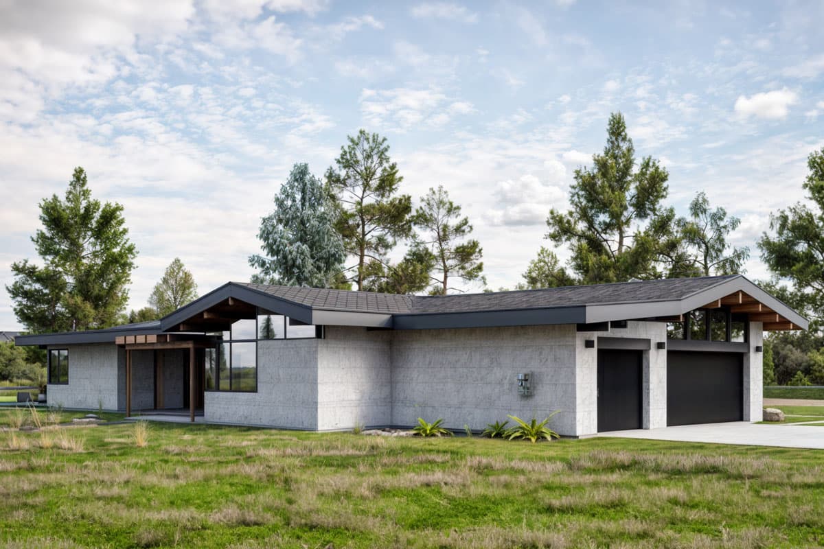 Plan 307719RAD: Modern House Plan with 3-Car Garage and Split Bedroom Layout - Image #4 - Mid Century Modern, Modern, Northwest, Ranch