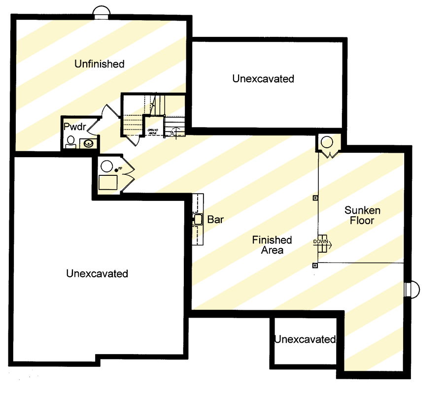 Plan 39176ST: 3-Bed Mid-Century Modern House Plan with Optionally Finished Lower Level - 2358 Sq Ft - Floor Plan - Optionally Finished Lower Level - Contemporary, Mid Century Modern, Modern