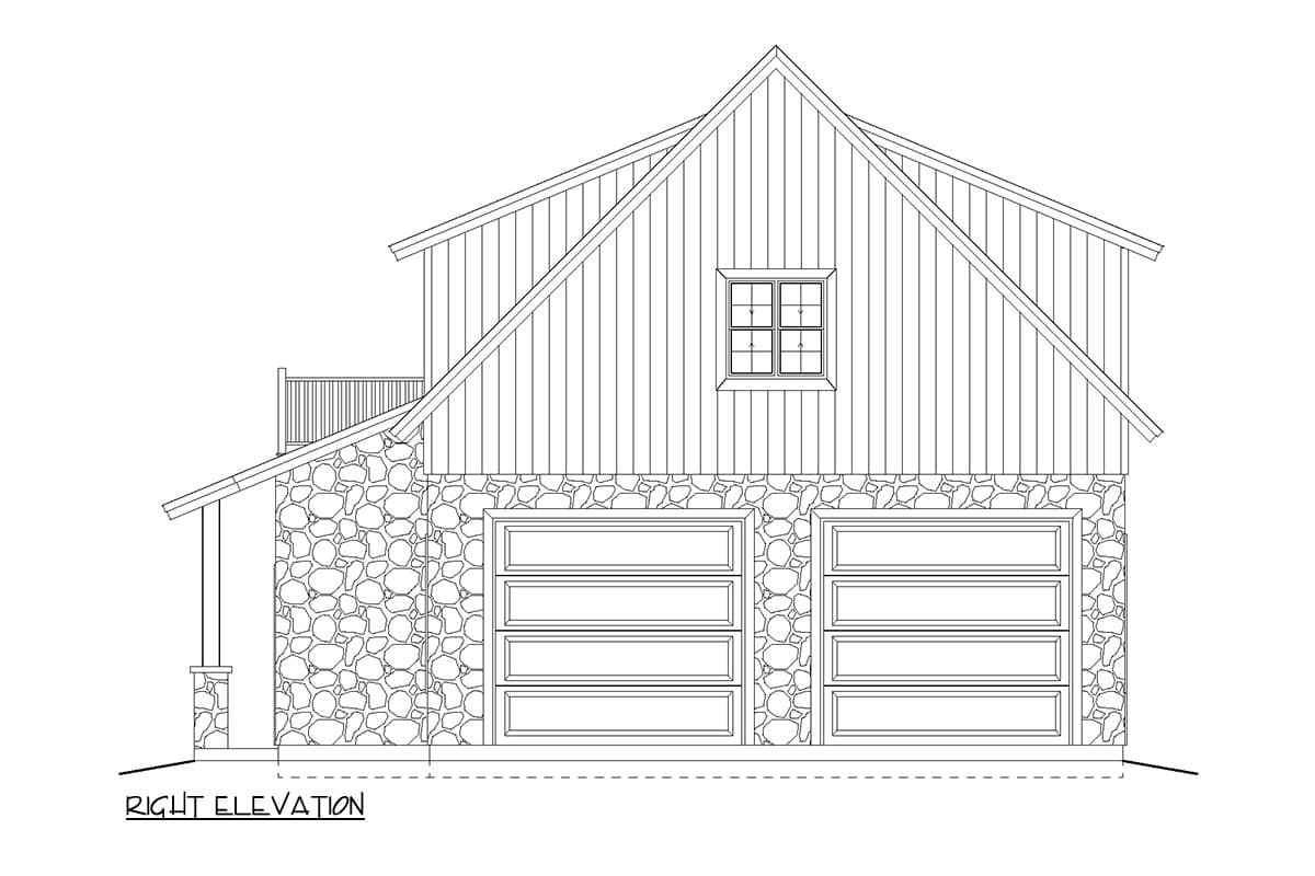 Plan 485003DUG: 2-Bed Carriage House Plan with Workshop and Upstairs Apartment - 2264 Sq Ft - Image #8 - Mountain, Rustic, Traditional