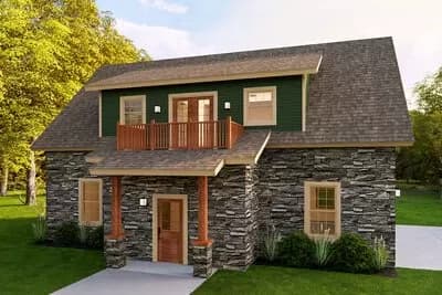 2-Bed Carriage House Plan with Workshop and Upstairs Apartment - 2264 Sq Ft