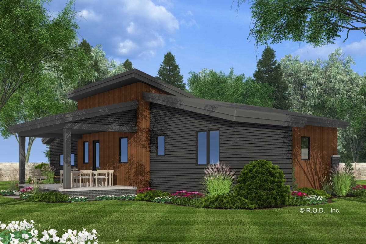 Plan 14814RK: 2-Bed Modern House Plan with 2-Car Garage - 1213 Sq Ft - Image #5 - Mid Century Modern, Modern, Northwest