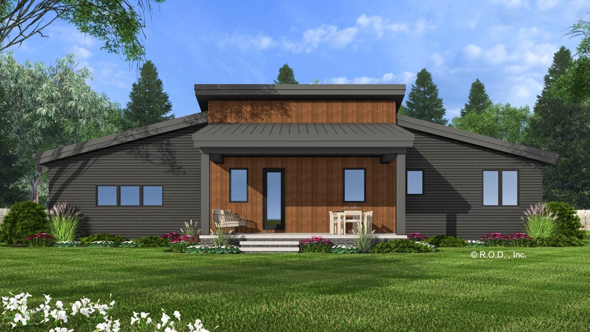 Plan 14814RK: 2-Bed Modern House Plan with 2-Car Garage - 1213 Sq Ft - Image #6 - Mid Century Modern, Modern, Northwest