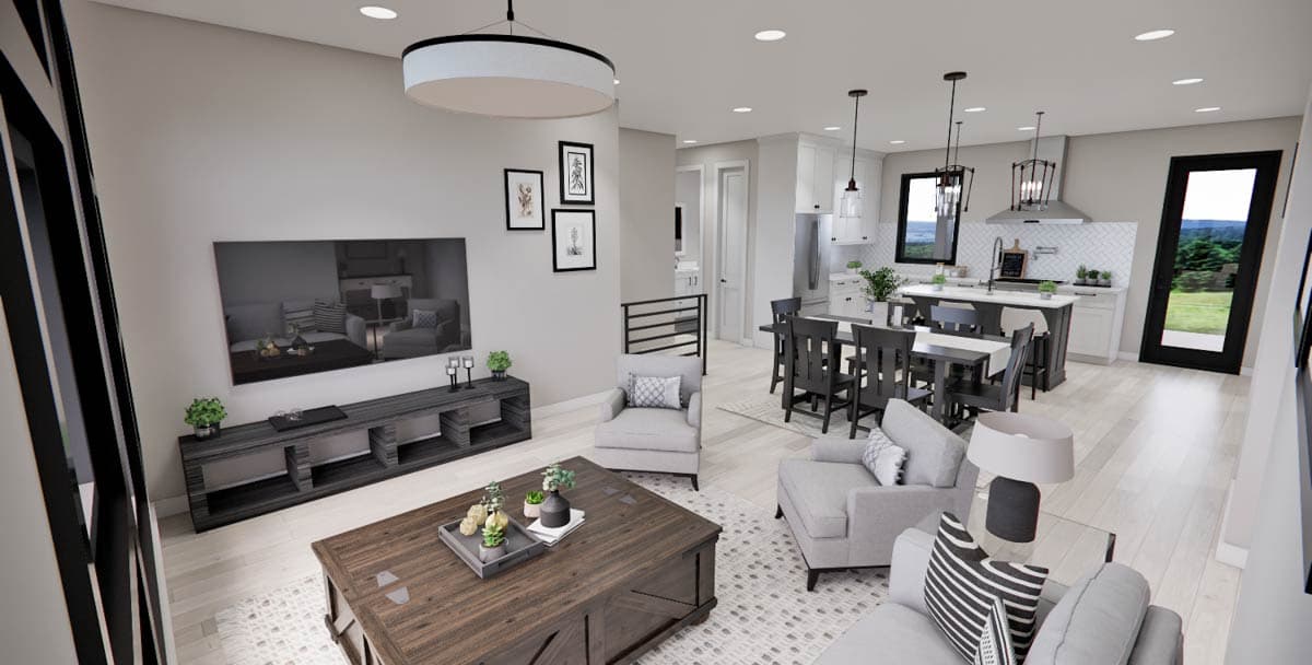 Plan 14814RK: 2-Bed Modern House Plan with 2-Car Garage - 1213 Sq Ft - Image #10 - Mid Century Modern, Modern, Northwest