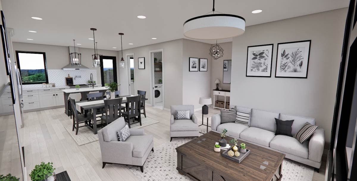 Plan 14814RK: 2-Bed Modern House Plan with 2-Car Garage - 1213 Sq Ft - Image #11 - Mid Century Modern, Modern, Northwest