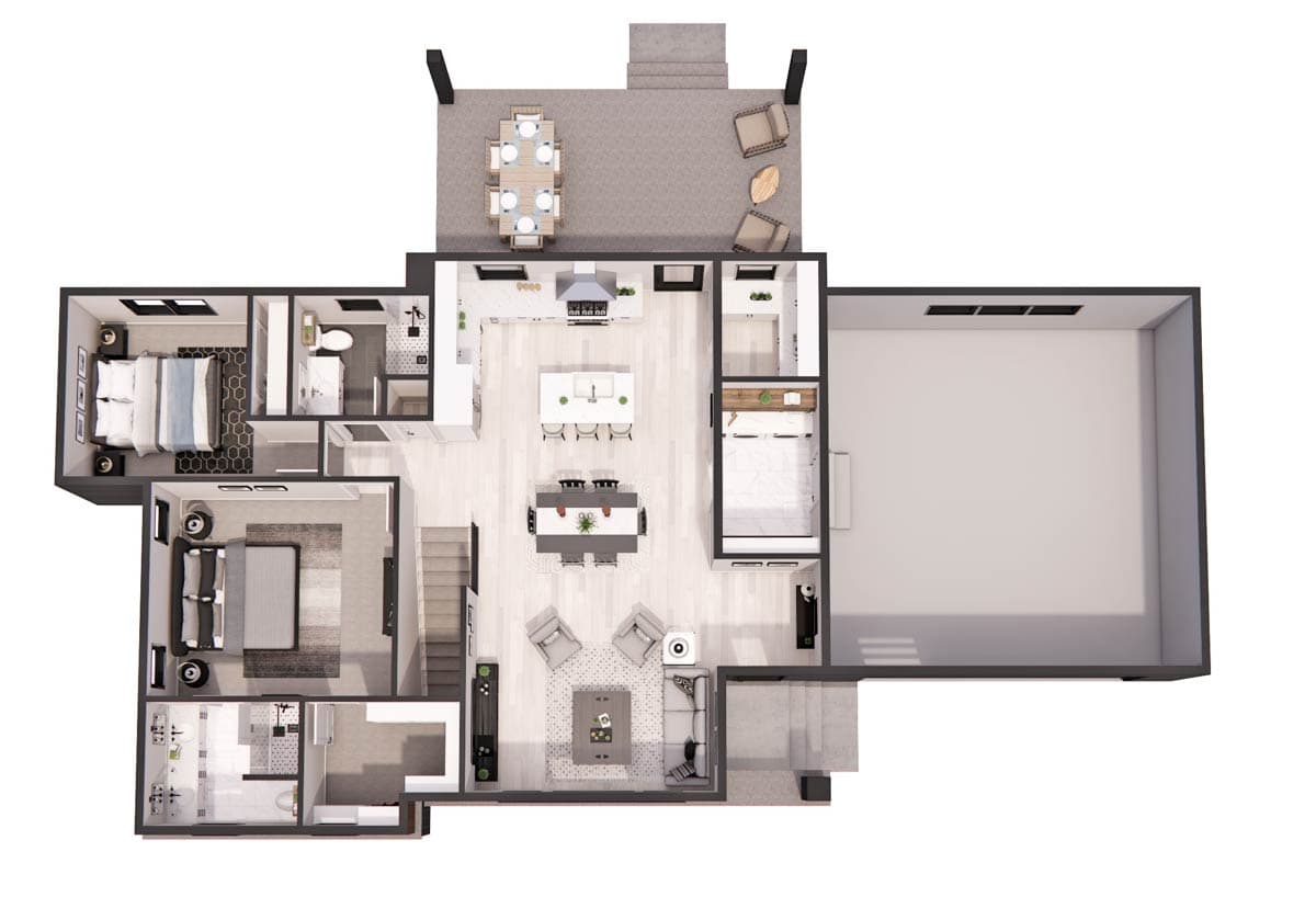Plan 14814RK: 2-Bed Modern House Plan with 2-Car Garage - 1213 Sq Ft - Image #33 - Mid Century Modern, Modern, Northwest