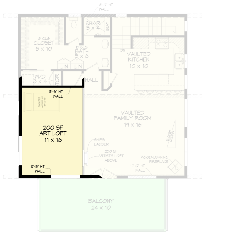 Plan 680430VR: Modern New American House Plan with Workshop and Loft - Floor Plan - 3rd Floor - Cottage, New American, Traditional