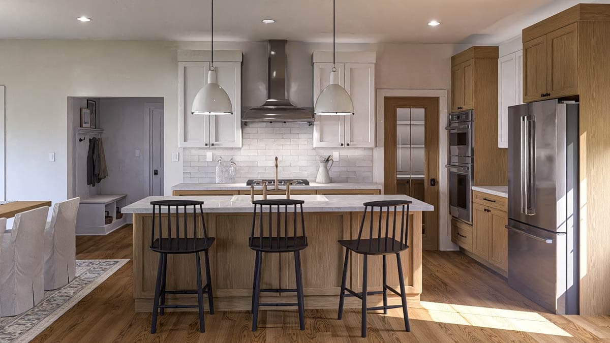 Plan 623430DJ: Two-Story Country Farmhouse Plan with 3 Bedrooms Upstairs - 1908 Sq Ft - Image #5 - Country, Farmhouse, Modern Farmhouse, New American, Traditional