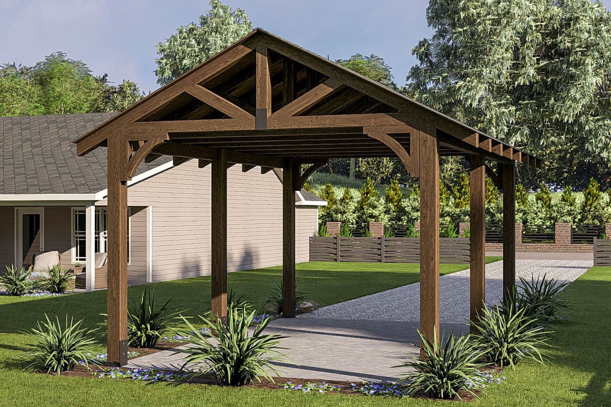 Plan 623431DJ: 1-Car Rustic Carport Garage - 294 Sq Ft - Image #4 - Rustic, Traditional