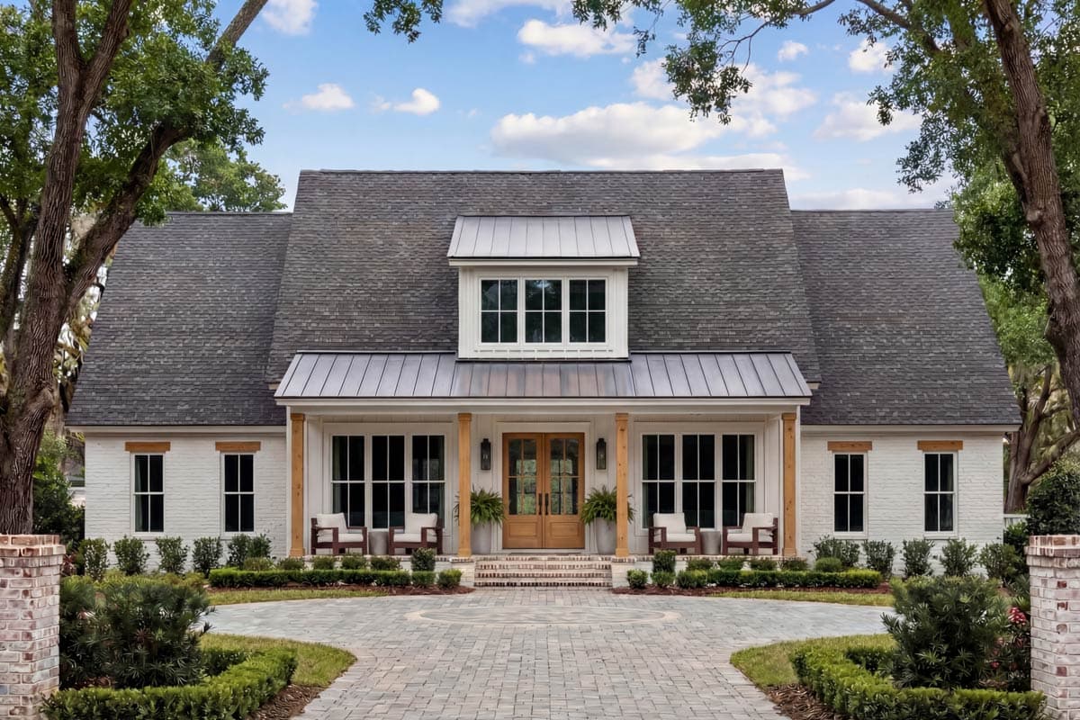 Plan 51975HZ: 4-Bed Modern Farmhouse Plan with Workshop and Home Office - 2585 Sq Ft - Image #2 - Farmhouse, Modern Farmhouse, New American