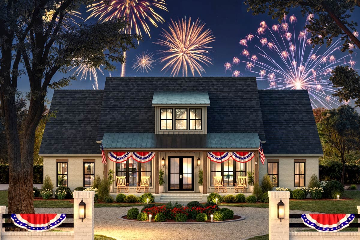 Plan 51975HZ: 4-Bed Modern Farmhouse Plan with Workshop and Home Office - 2585 Sq Ft - Image #8 - Farmhouse, Modern Farmhouse, New American