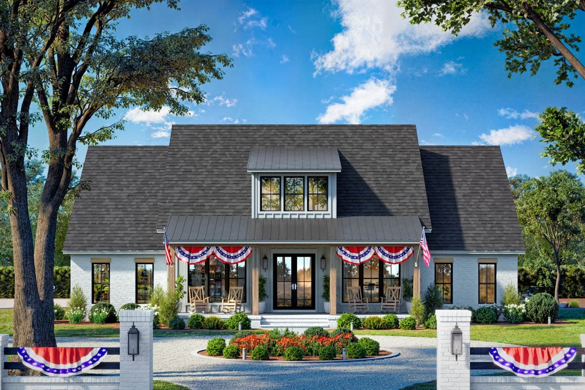 Plan 51975HZ: 4-Bed Modern Farmhouse Plan with Workshop and Home Office - 2585 Sq Ft - Image #7 - Farmhouse, Modern Farmhouse, New American