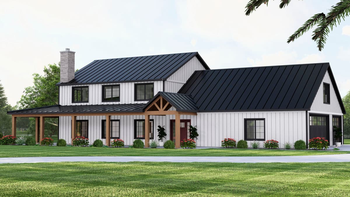 Plan 135298GRA: 5-Bed Modern Farmhouse Plan with Two-Story Great Room and a Bunk Room - Image #3 - Country, Farmhouse, Modern Farmhouse