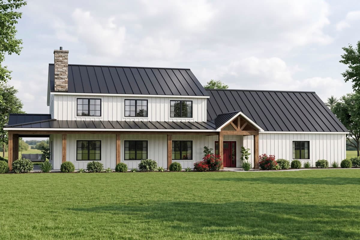 Plan image - 135298GRA:5-Bed Modern Farmhouse Plan with Two-Story Great Room and a Bunk Room