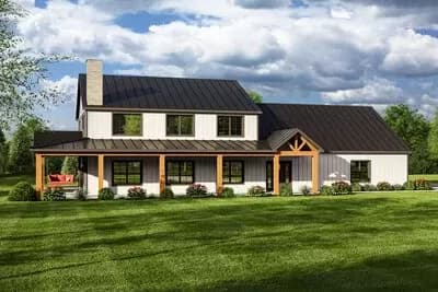 5-Bed Modern Farmhouse Plan with Two-Story Great Room and a Bunk Room