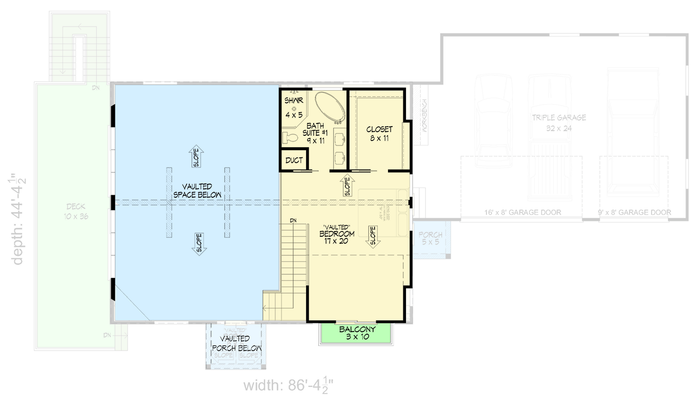 Plan 680432VR: 2-Bed Lake House Plan with Two-Story Great Room - 2644 Sq Ft - Floor Plan - 2nd Floor - Country, Mountain