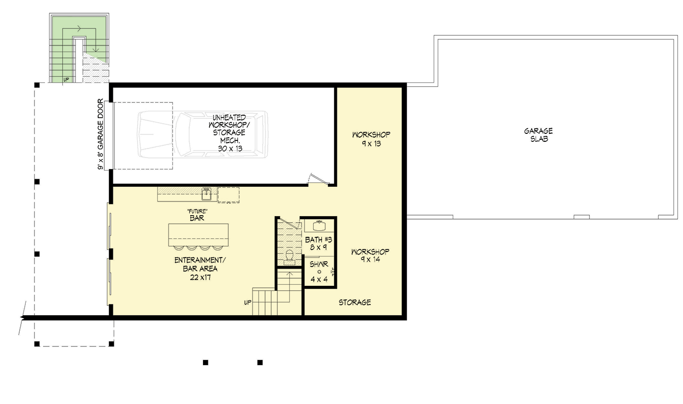 Plan 680432VR: 2-Bed Lake House Plan with Two-Story Great Room - 2644 Sq Ft - Floor Plan - Lower Level - Country, Mountain