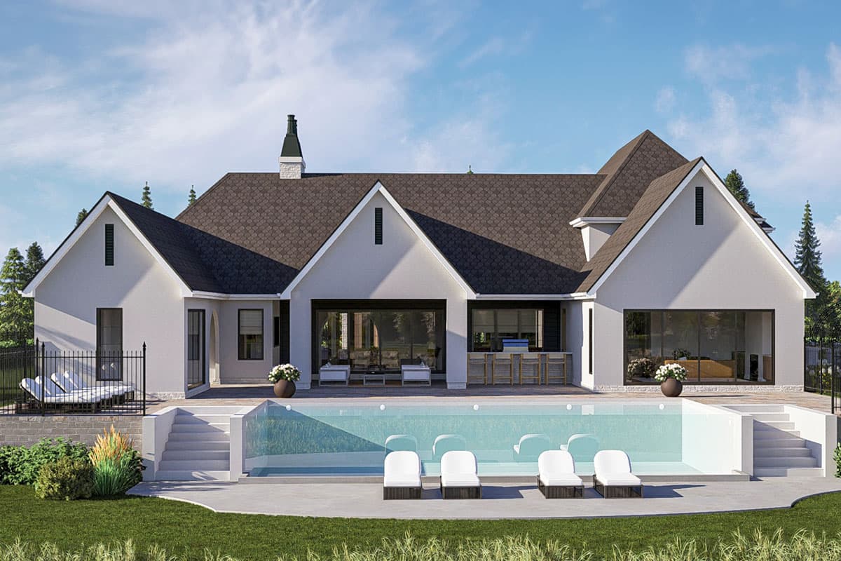Plan 623433DJ: 5-Bed Transitional European House Plan with Outdoor Kitchen - 4665 Sq Ft - Image #7 - European, French Country, Transitional