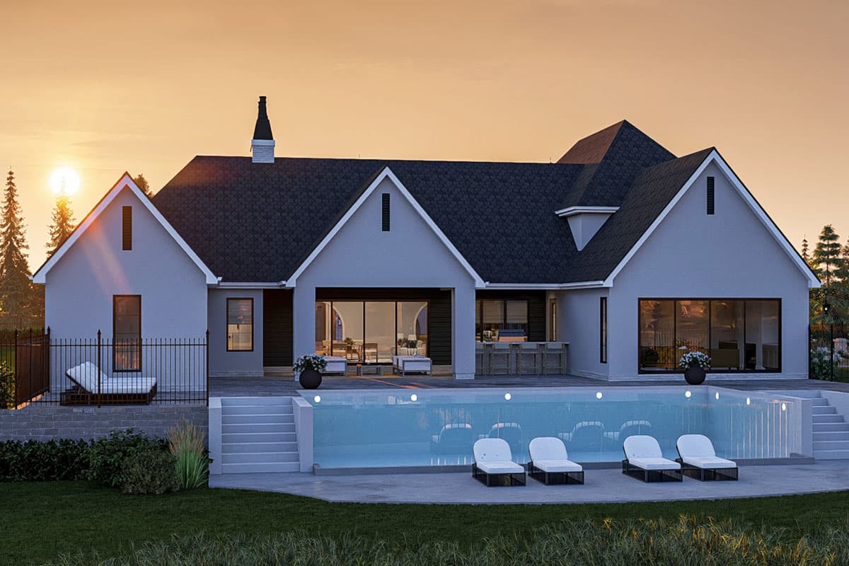 Plan 623433DJ: 5-Bed Transitional European House Plan with Outdoor Kitchen - 4665 Sq Ft - Image #10 - European, French Country, Transitional
