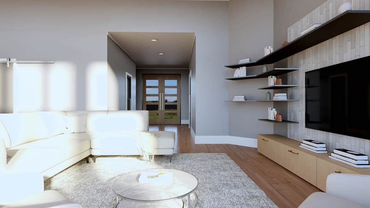 Plan 135300GRA: 3-Bed Contemporary House Plan with Expansive Rear Windows - 1720 Sq Ft - Image #7 - Contemporary, Mid Century Modern, Modern