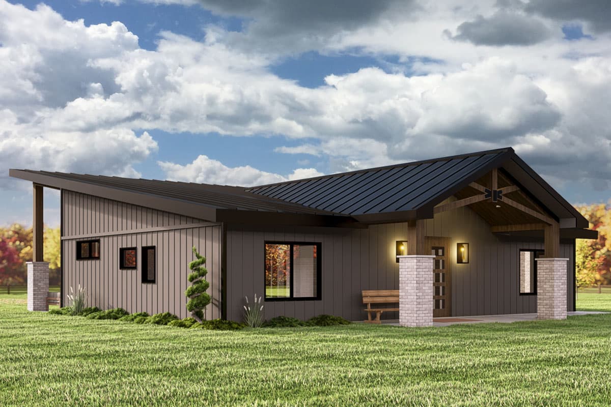 Plan 135300GRA: 3-Bed Contemporary House Plan with Expansive Rear Windows - 1720 Sq Ft - Image #4 - Contemporary, Mid Century Modern, Modern