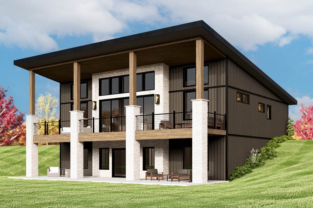 Plan 135300GRA: 3-Bed Contemporary House Plan with Expansive Rear Windows - 1720 Sq Ft - Image #17 - Contemporary, Mid Century Modern, Modern