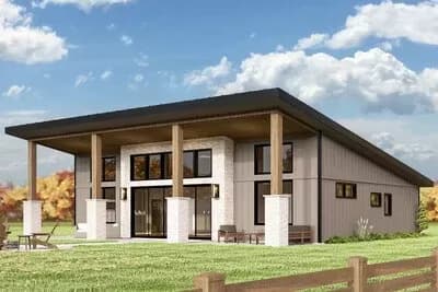 3-Bed Contemporary House Plan with Expansive Rear Windows - 1720 Sq Ft