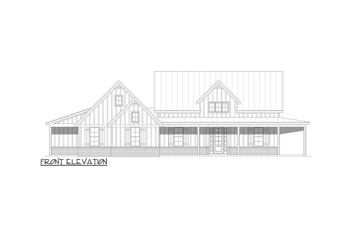 Plan 680434VR: 3-Bed Farmhouse Plan with Wrap-Around Porch and Single Dormer - 2247  Sq Ft - Image #9 - Country, Craftsman, Mountain