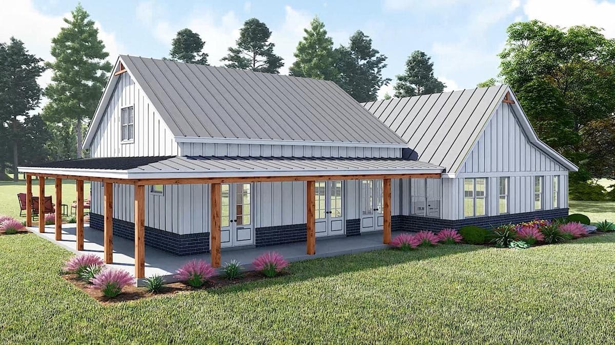 Plan 680434VR: 3-Bed Farmhouse Plan with Wrap-Around Porch and Single Dormer - 2247  Sq Ft - Image #7 - Country, Craftsman, Mountain