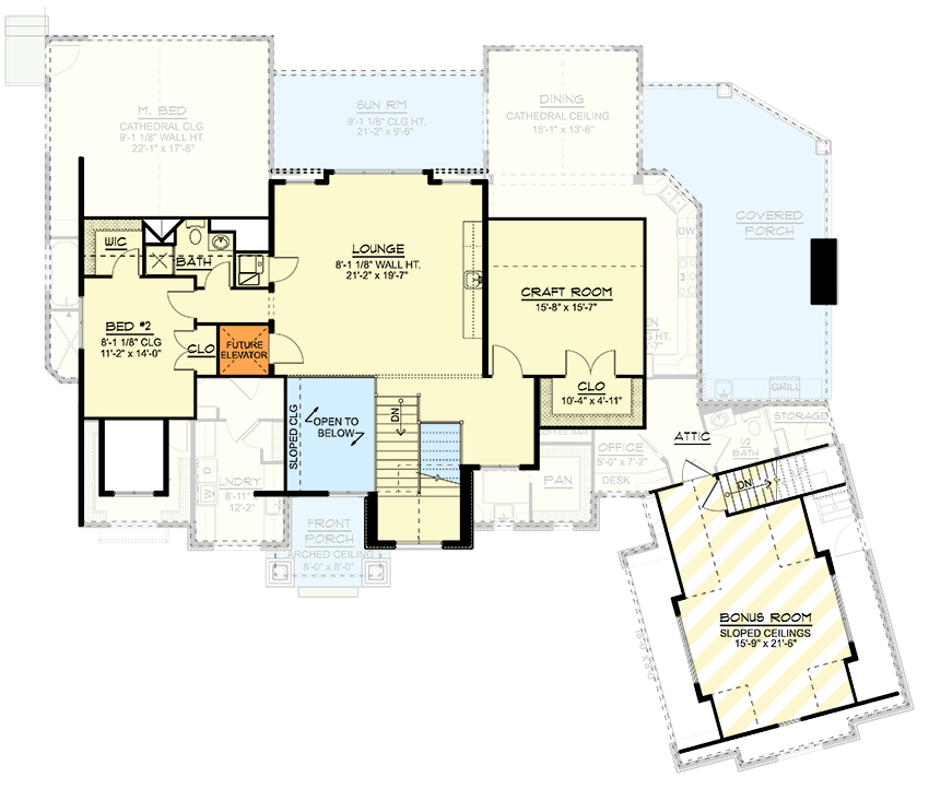 Plan 135301GRA: Two-Story New American House Plan with Two Kitchen Islands - 4314 Sq Ft - Floor Plan - 2nd Floor - Craftsman, New American, Traditional