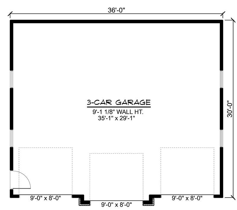 Plan 135302GRA: Contemporary Detached Garage Plan with Three 9' by 8' Bays - 1092 Sq Ft - Floor Plan - Main Level - Contemporary, Mid Century Modern, Modern