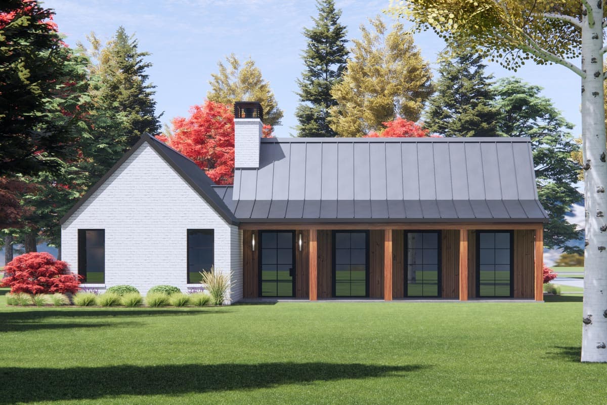 Plan 818132JSS: 3-Bed Contemporary Country House Plan with Wide Front and Rear Porches - 1500 Sq Ft - Image #5 - Contemporary, Country, Modern, Modern Farmhouse, Ranch, Transitional