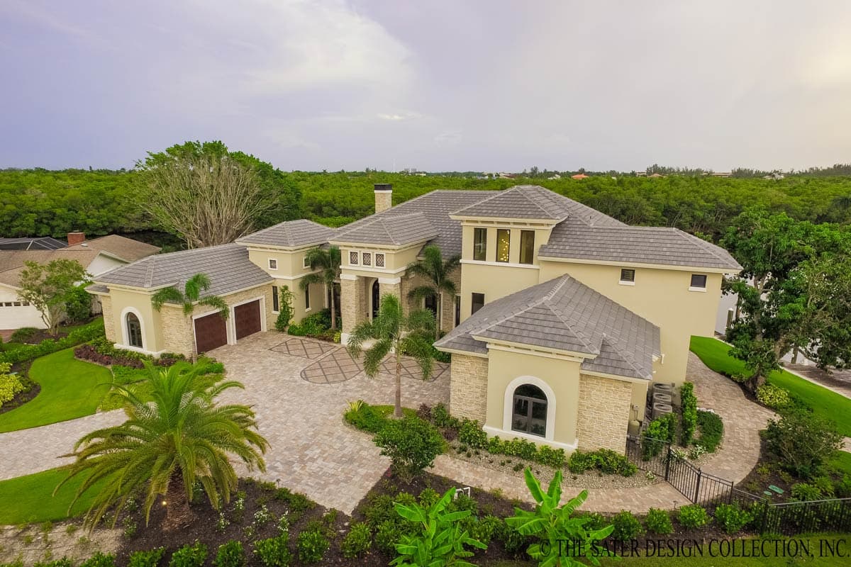 Plan 340129STR: Two-Story Mediterranean House Plan with Outdoor Kitchen and Fireplace - 5330 Sq Ft - Image #8 - Coastal, Florida-Style, Mediterranean, Tuscan